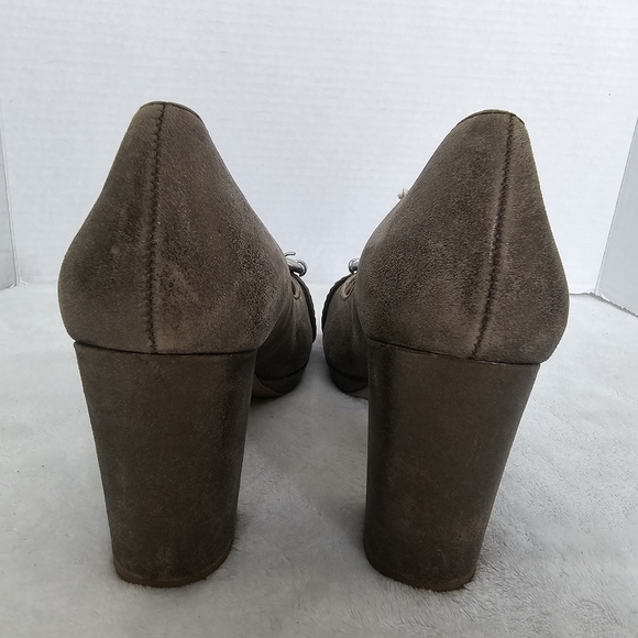 ANTIQUED GOLD FOSSIL PLATFORM SHOES - Picture 8 of 13